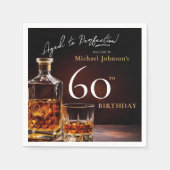 Serviette En Papier Elégant Whiskey Black Gold 60e fête d'anniversaire (Devant)