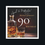 Serviette En Papier Elégant Whiskey Black Gold 90th Birthday Party Nap<br><div class="desc">Elégant Whiskey Black Gold 90th Birthday Party Napkins. Portez un toast à l'élégance avec notre design d'invitation d'anniversaire, un mélange parfait de sophistication et de célébration. Les accents noir et or ont ouvert la voie à une affaire classe, rappelant le whisky vieilli dans ses riches teintes. Cette invitation dégage un...</div>