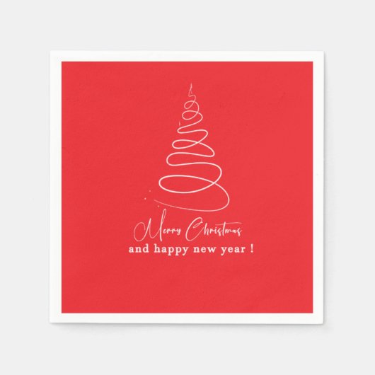 Serviette En Papier Elegant White Christmas Tree Red Christmas  (Devant)