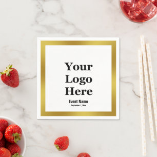 Serviette En Papier Élégant White et Faux Gold Nom de l'événement Votr