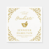 Serviette En Papier Élégant White Gold Pharmacy School Graduation (Devant)