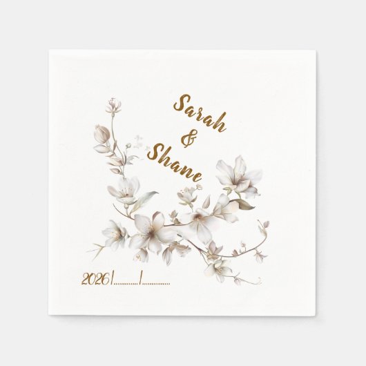 Serviette En Papier Elegant White & Ivory Blossom Wedding (Devant)