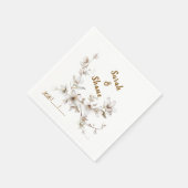 Serviette En Papier Elegant White & Ivory Blossom Wedding (Coin)