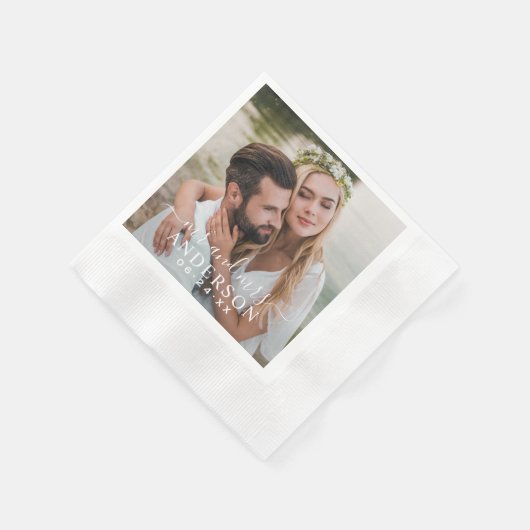 Serviette En Papier Elegant White M. et Mme Monogram Mariage photo (Coin)