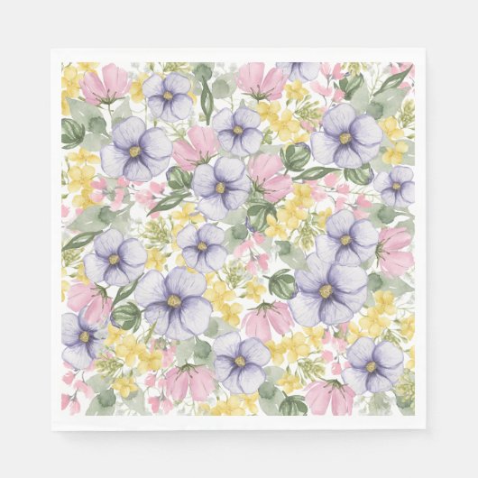 Serviette En Papier Elegant Wildflower Floral Wedding (Devant)