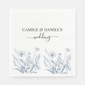 Serviette En Papier Elegant Wildflower Periwinkle Wedding  (Devant)