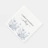 Serviette En Papier Elegant Wildflower Periwinkle Wedding  (Coin)