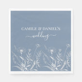 Serviette En Papier Elegant Wildflower Periwinkle Wedding  (Devant)