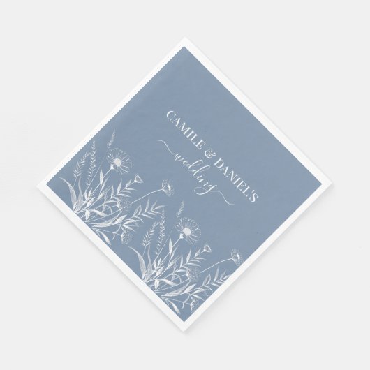 Serviette En Papier Elegant Wildflower Periwinkle Wedding  (Coin)