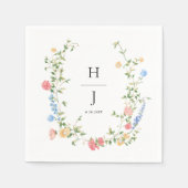 Serviette En Papier Elegant Wildflower Personalized Wedding  (Devant)