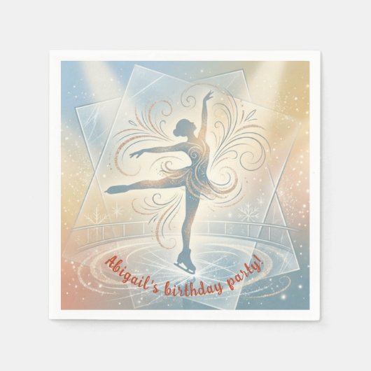 Serviette En Papier Elegant Winter Ice Skating Birthday (Devant)