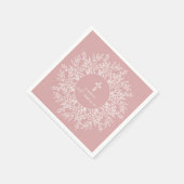 Serviette En Papier Elegant Wreath and Cross Pink Girl First Communion (Coin)