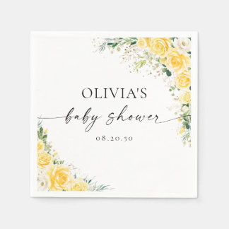 Serviette En Papier Elegant Yellow Detail Baby Shower Paper