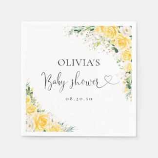 Serviette En Papier Elegant Yellow Detail Baby Shower Paper