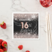 Serviette En Papier Elégante 16e anniversaire Parties scintillant rose (En situation)