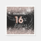 Serviette En Papier Elégante 16e anniversaire Parties scintillant rose (Devant)