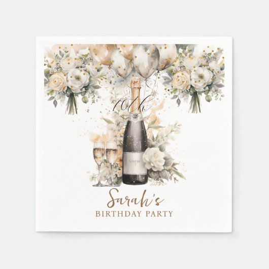 Serviette En Papier Élégante 70e fête d'anniversaire surprise (Devant)