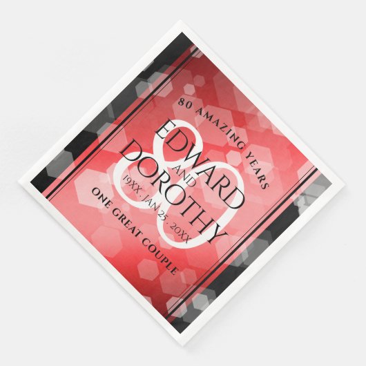 Serviette En Papier Elégante 80ème anniversaire du Mariage de Ruby (Coin)