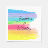 Serviette En Papier Elégante Aquarelle arc-en-ciel moderne Mariage LGB (Devant)