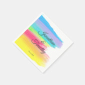 Serviette En Papier Elégante Aquarelle arc-en-ciel moderne Mariage LGB (Coin)