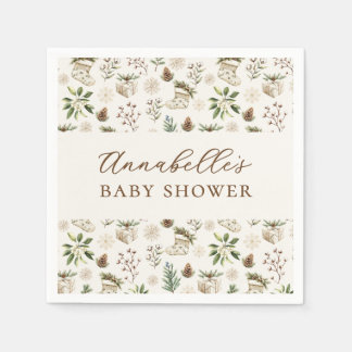 Serviette En Papier Elégante aquarelle Baby shower de Noël ou d'hiver