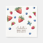 Serviette En Papier Elégante aquarelle bébé fille Berry premier annive (Devant)