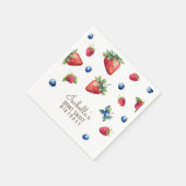 Serviette En Papier Elégante aquarelle bébé fille Berry premier annive (Coin)