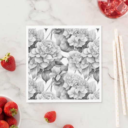 Serviette En Papier Elégante aquarelle blanche grise noire (En situation)