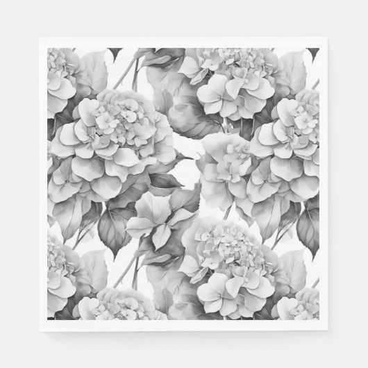 Serviette En Papier Elégante aquarelle blanche grise noire (Devant)