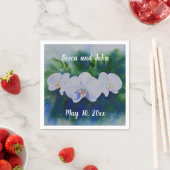 Serviette En Papier Elégante aquarelle blanche orchidées boho tropical (En situation)