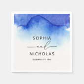 Serviette En Papier Elégante aquarelle bleu marine mariage de plage (Devant)