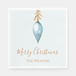 Serviette En Papier Elégante aquarelle bleu unique Noël personnalisé