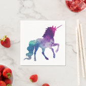 Serviette En Papier Elégante aquarelle Bleu violet Unicorne moderne (En situation)