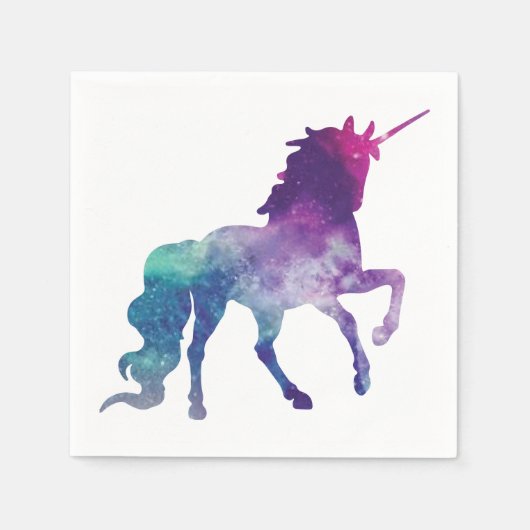 Serviette En Papier Elégante aquarelle Bleu violet Unicorne moderne (Devant)
