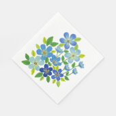 Serviette En Papier Elégante aquarelle bleue Fleurs 04 (Coin)