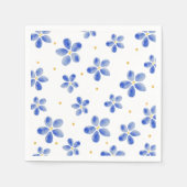 Serviette En Papier Elégante aquarelle bleue florale (Devant)