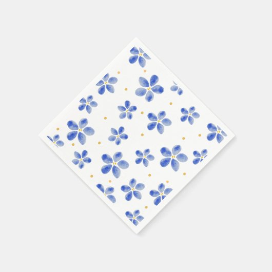 Serviette En Papier Elégante aquarelle bleue florale (Coin)