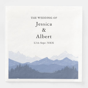 Serviette En Papier Elégante aquarelle Blue Mountain Wedding Party