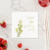 Serviette En Papier Elégante Aquarelle Botanique Verte 30e anniversair (En situation)