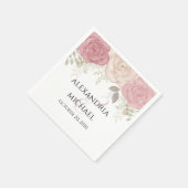 Serviette En Papier Elégante aquarelle Bourgogne Mariage floral simple (Coin)
