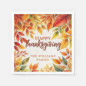 Serviette En Papier Elégante aquarelle chute laisse frontière Thanksgi (Devant)