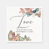 Serviette En Papier Elégante aquarelle chute mariage florale. Blueberr (Devant)