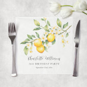 Serviette En Papier Elégante aquarelle Citron fête d'anniversaire