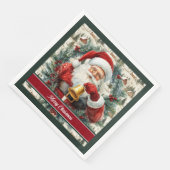 Serviette En Papier Elégante aquarelle classique Père Noël Party Napki (Coin)
