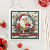 Serviette En Papier Elégante aquarelle classique Père Noël Party Napki (En situation)