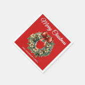 Serviette En Papier Elégante aquarelle couronne de Noël (Coin)