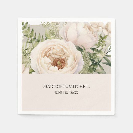 Serviette En Papier Elégante aquarelle de bouquet de fleurs blanches (Devant)