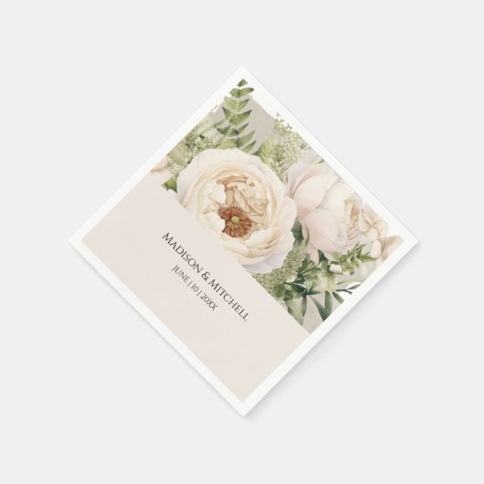 Serviette En Papier Elégante aquarelle de bouquet de fleurs blanches (Coin)