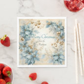 Serviette En Papier Elégante aquarelle de Noël Botanique (En situation)