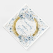 Serviette En Papier Elégante aquarelle Dusty Blue Gold Mariage serviet (Coin)